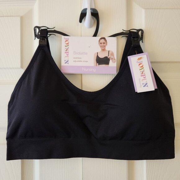 Joyspun Nursing Bralette Seamless Adjustable Straps XXXL Black Maternity Bra - Picture 1 of 7